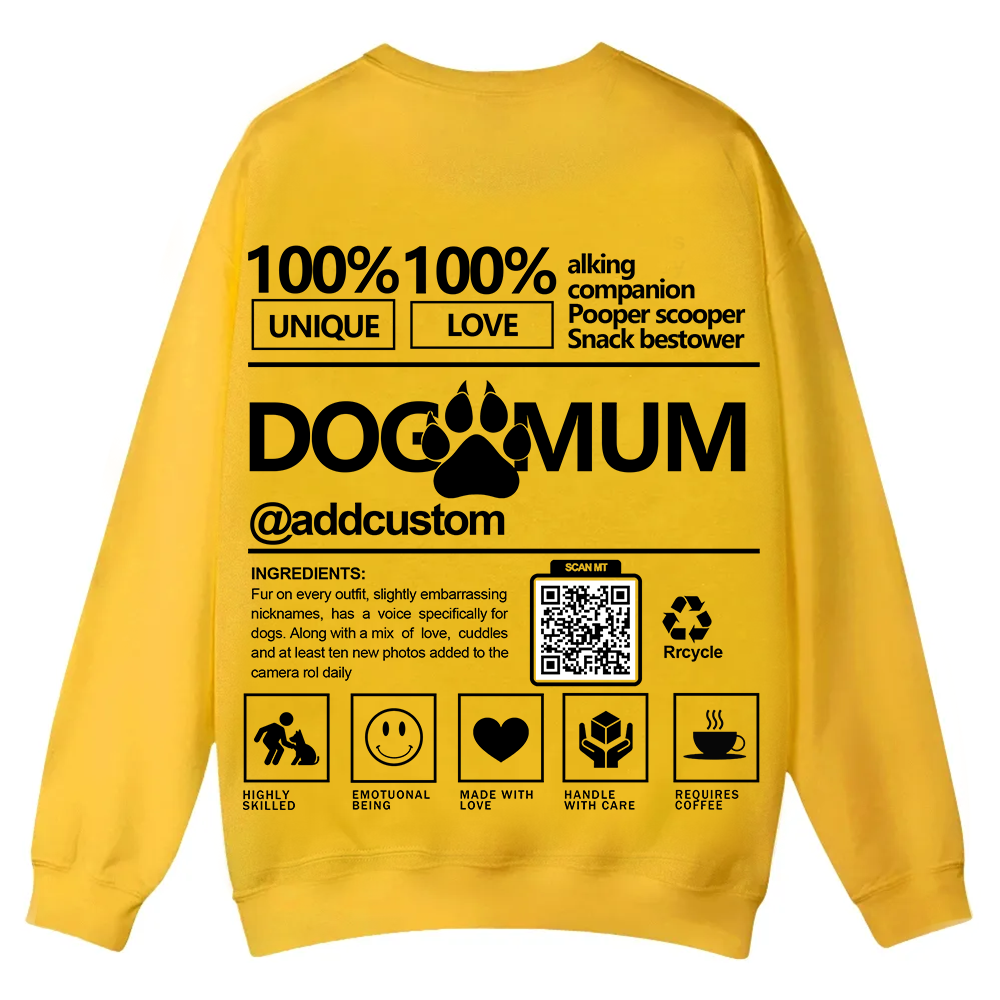 Dog Mum  Addcustom QR Code Name Unisex Casual Crewneck Sweatshirt