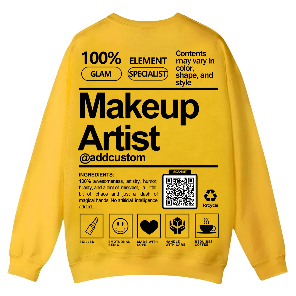 Wearishow Makeup Artist Addcustom QR Code Casual Crewneck Sweatshirt