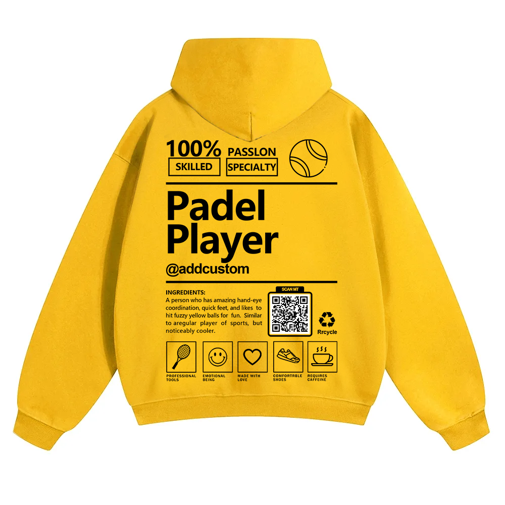 Padel player Addcustom QR Code Solid Color Hoodie wearishow