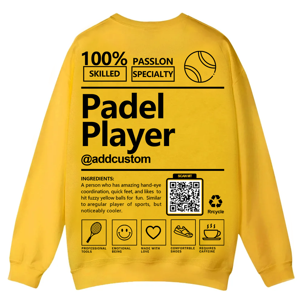 Padel player Addcustom QR Code Casual Crewneck Sweatshirt wearishow