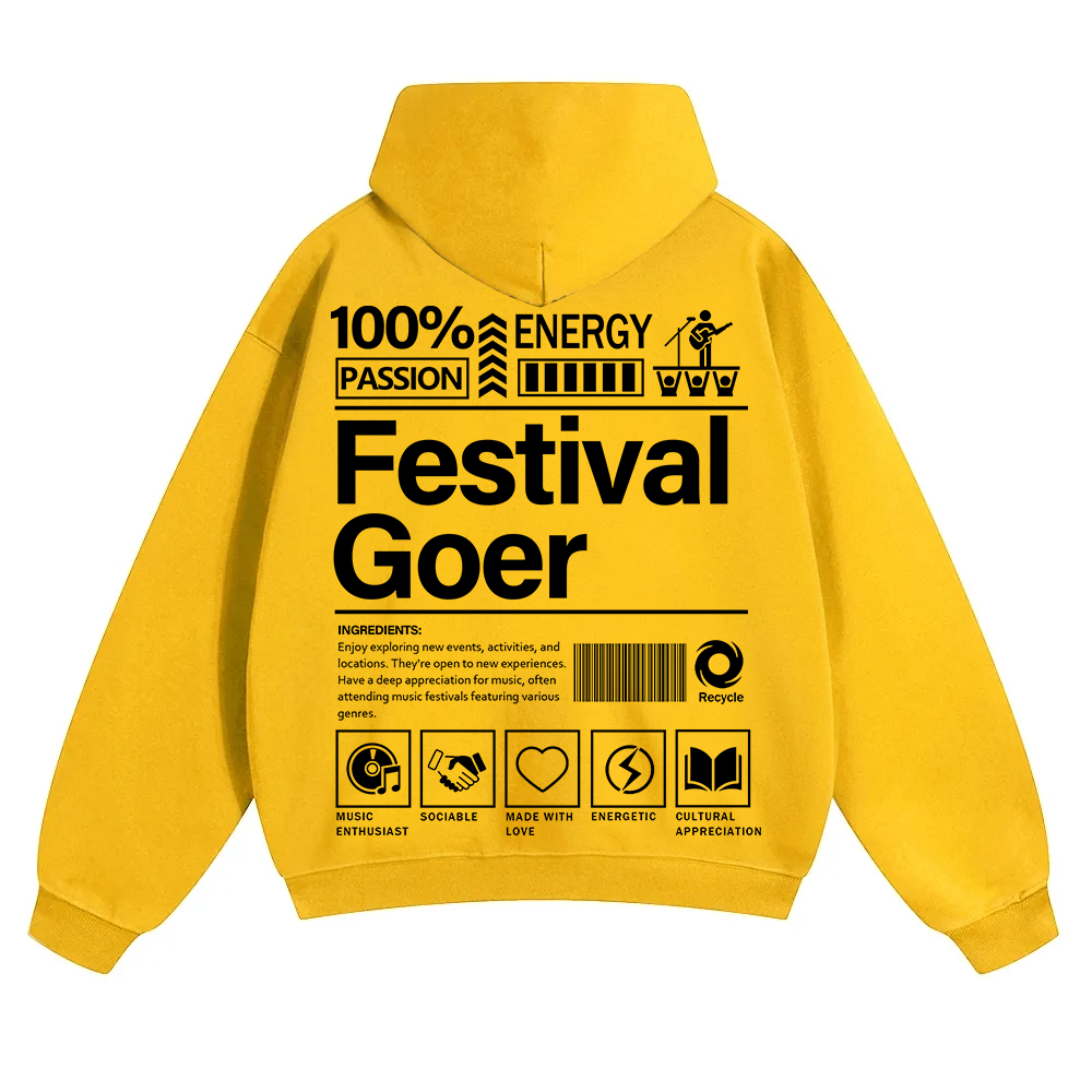 Festival Goer Solid Color Hoodie wearishow