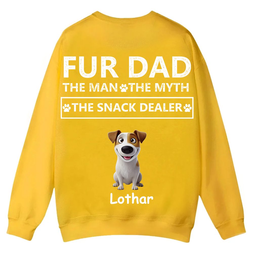 Fur Dad The Man The Myth The Snack Dealer - Personalized Custom Unisex Casual Crewneck Sweatshirt