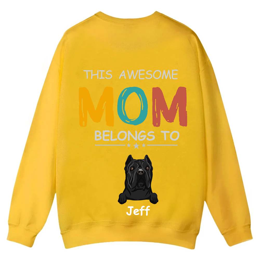 This Awesome Mom/Dad Belongs To - Personalized Custom Unisex Casual Crewneck Sweatshirt