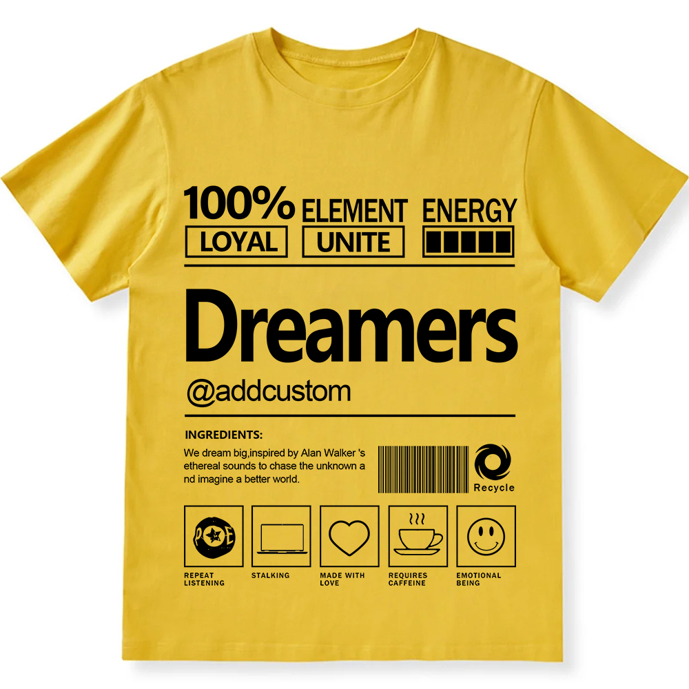 Addcustom Dreamers Personalized Custom Unisex Fit Cotton T-Shirt wearishow