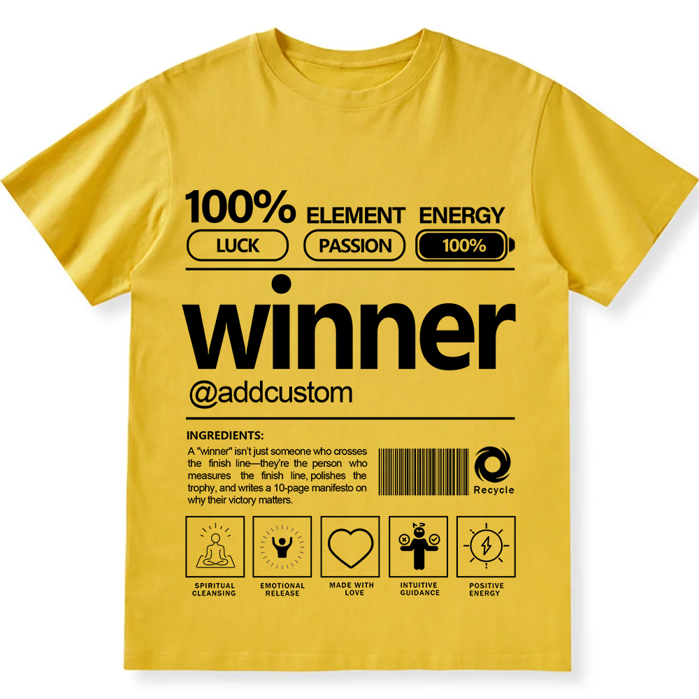 Addcustom Winner Personalized Custom Unisex Fit Cotton T-Shirt wearishow