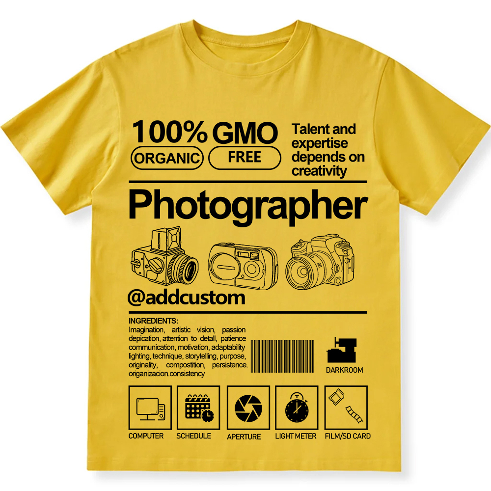 Addcustom  Photographer Personalized Custom Unisex Fit Cotton T-Shirt wearishow