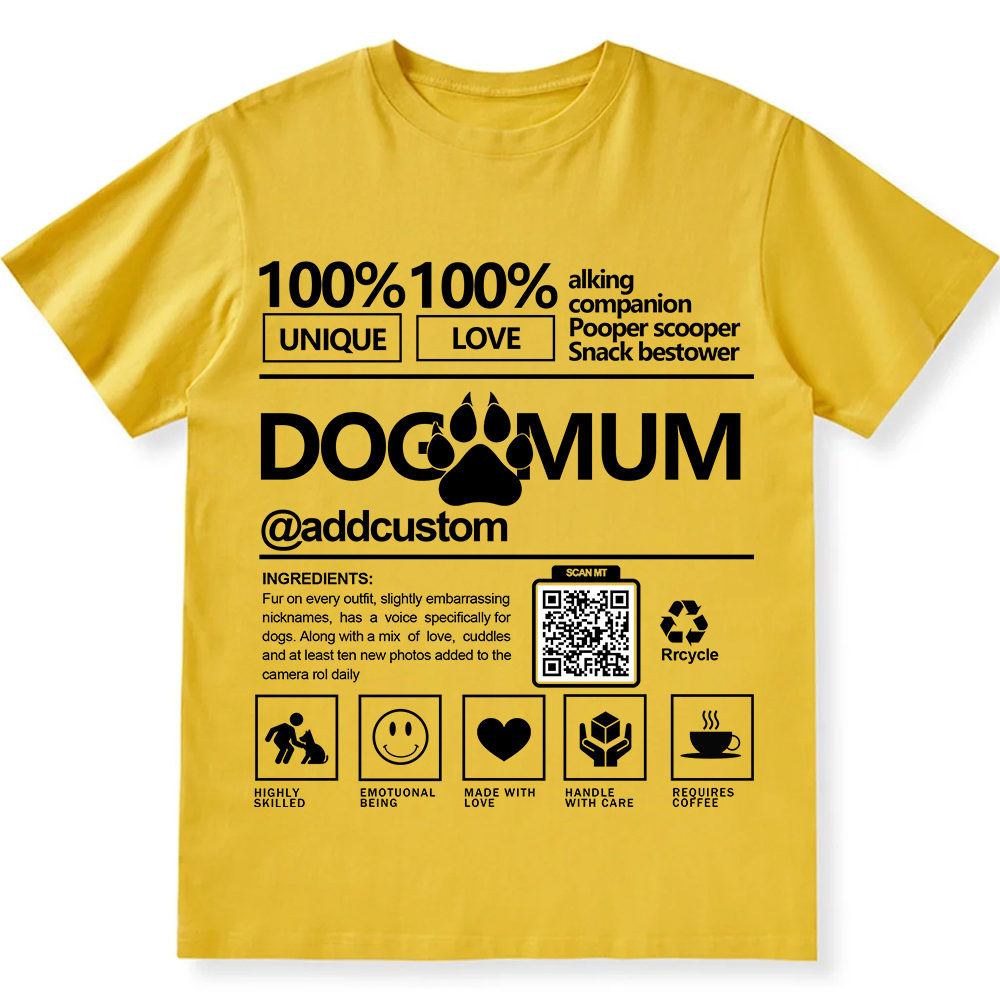 Dog Mum  Addcustom QR Code Name Unisex Fit Cotton T-Shirt wearishow
