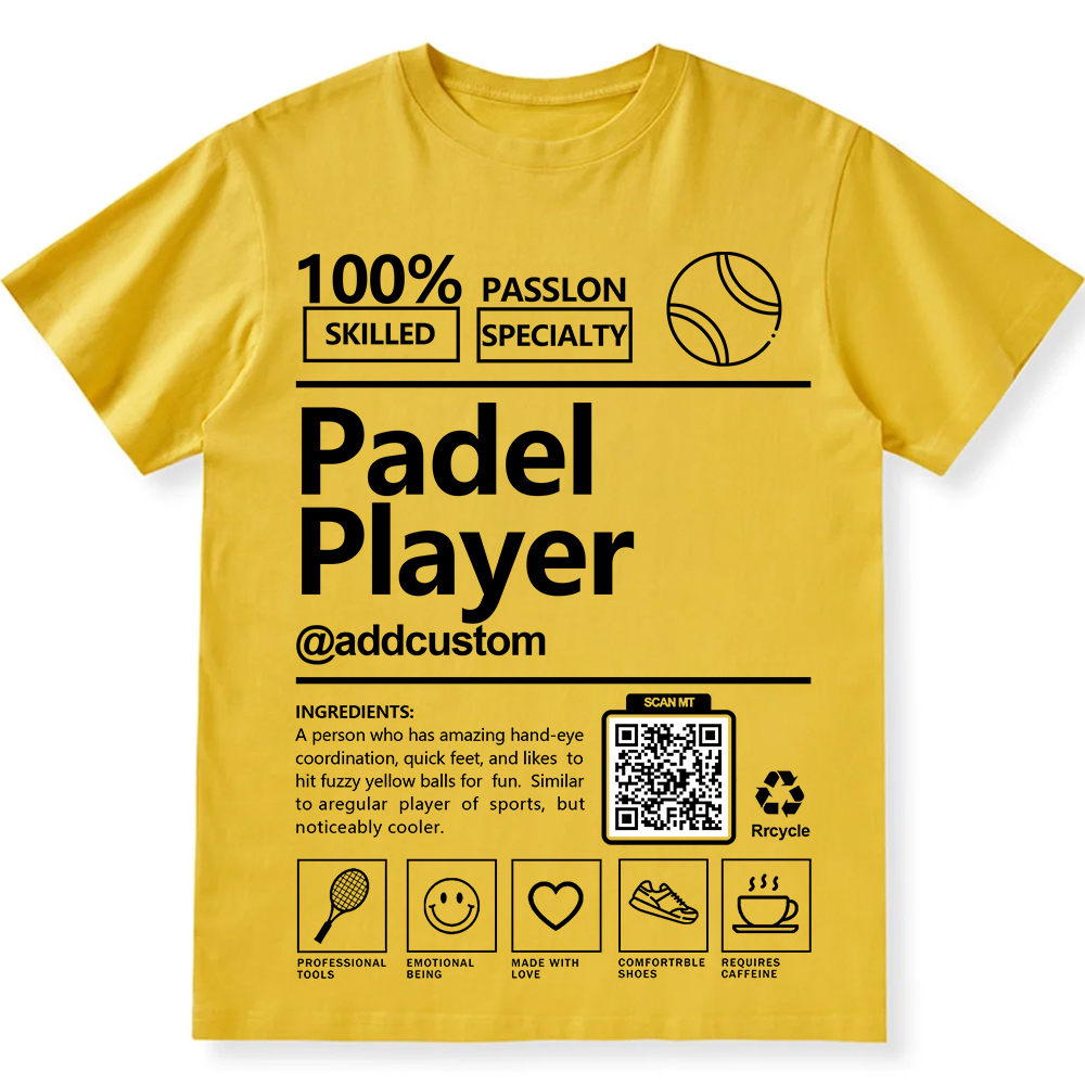 Padel Player Addcustom QR Code Unisex Fit Cotton T-Shirt wearishow