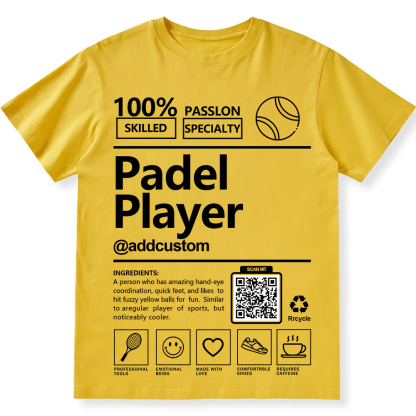 Padel Player Addcustom QR Code Unisex Fit Cotton T-Shirt wearishow