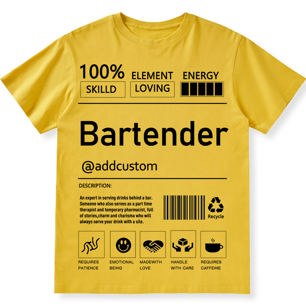 Bartender  Custom Unisex Fit Cotton T-Shirt wearishow