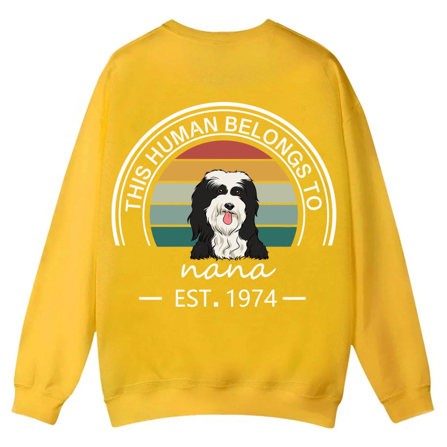 This Human Belongs To - Personalized Custom Unisex Casual Crewneck Sweatshirt