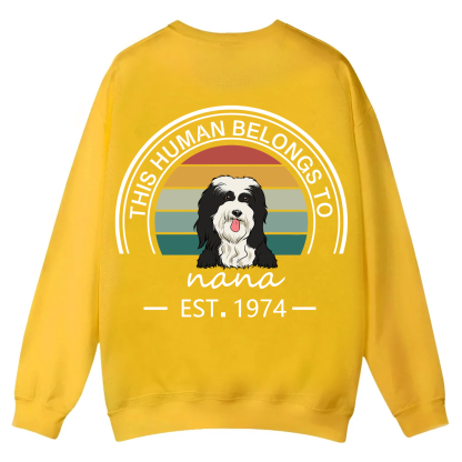 This Human Belongs To - Personalized Custom Unisex Casual Crewneck Sweatshirt