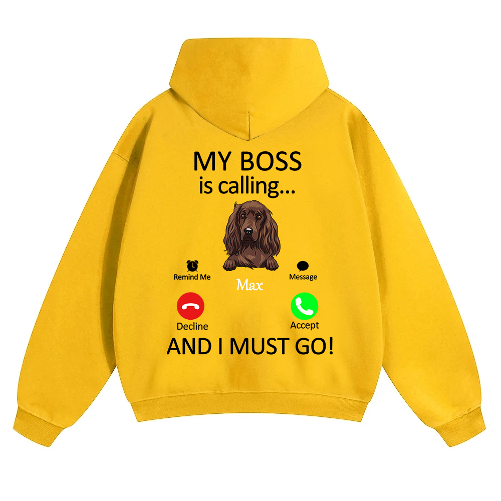 Dog Boss Calling - Personalized Custom Unisex Soild Color Hoodies wearishow