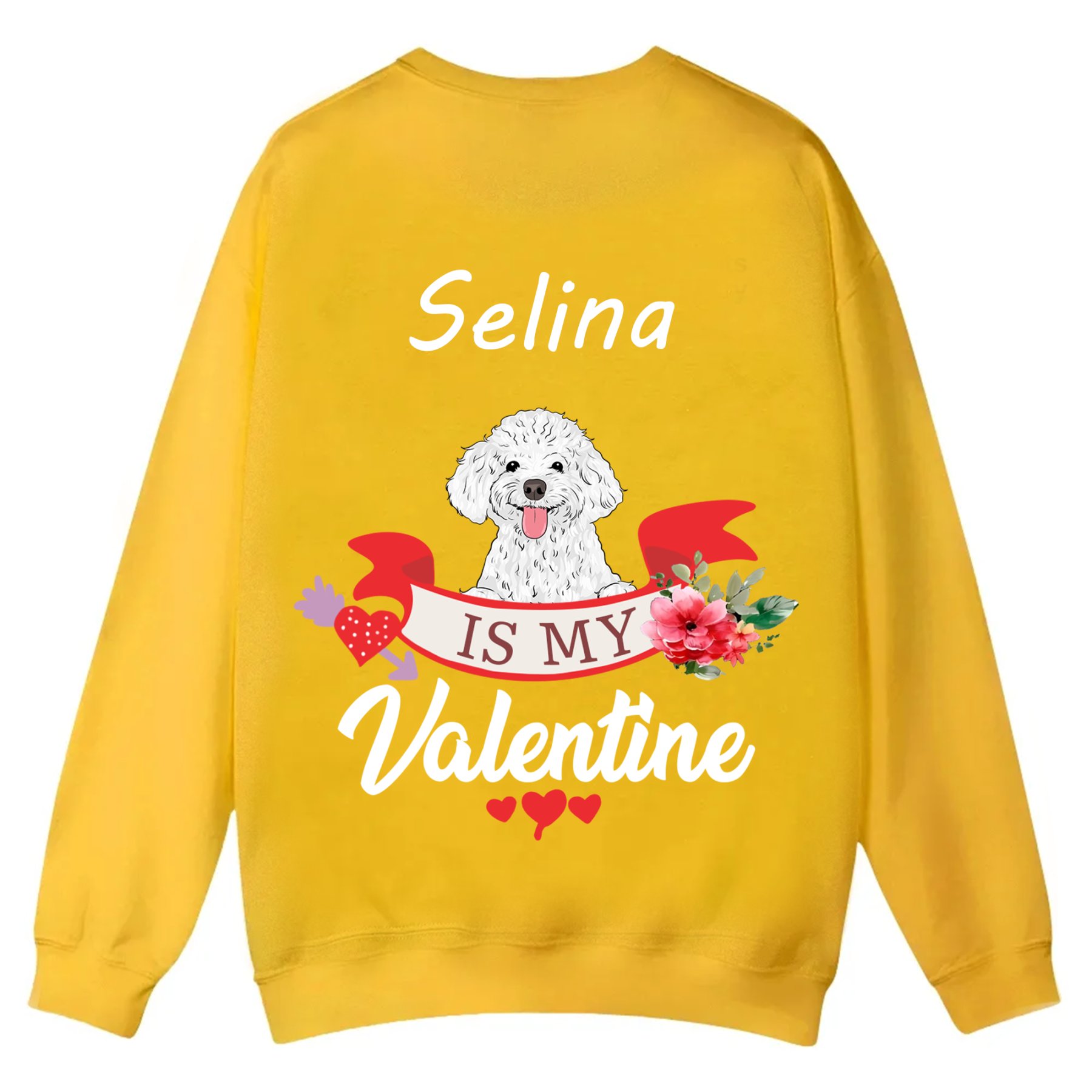 My Dog Is My Valentine Lover - Personalized Custom Unisex Casual Crewneck Sweatshirt
