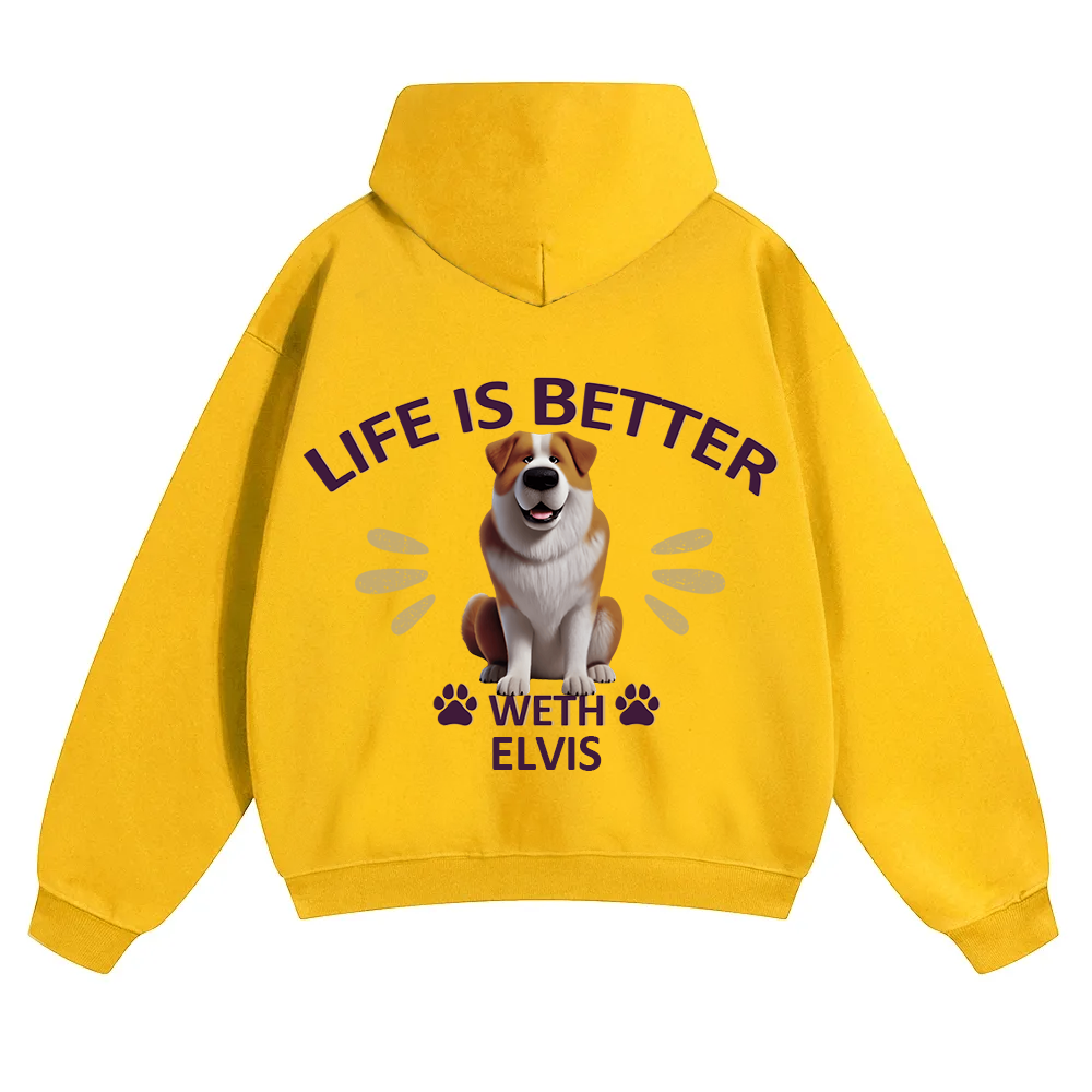 Better Life With My Dog - Personalized Custom Unisex Soild Color Hoodies wearishow