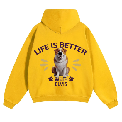 Better Life With My Dog - Personalized Custom Unisex Soild Color Hoodies wearishow