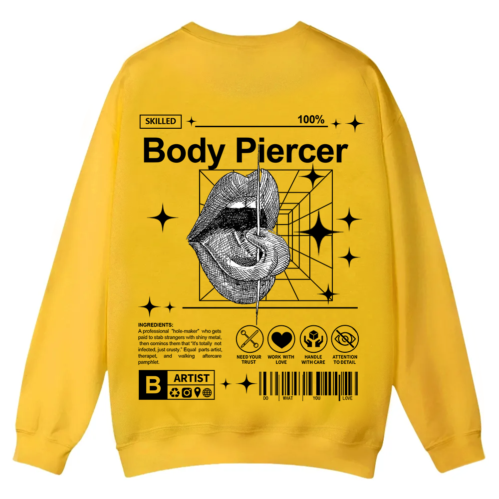 Body Piercer Casual Crewneck Sweatshirt wearishow