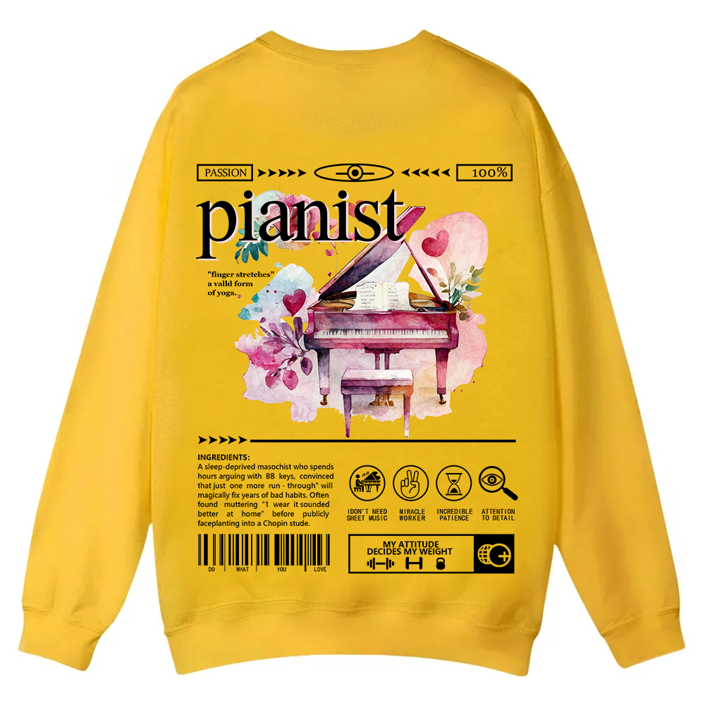 Pianist Casual Crewneck Sweatshirt wearishow