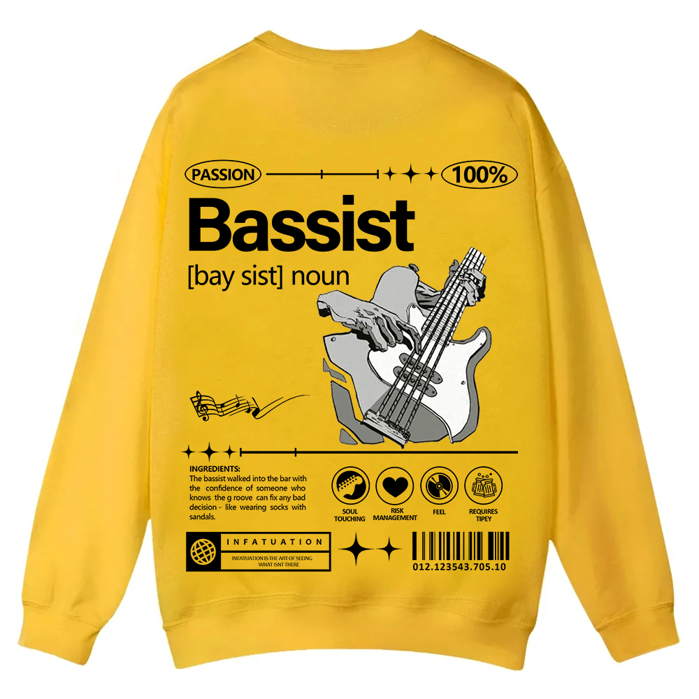 Bassist Casual Crewneck Sweatshirt wearishow