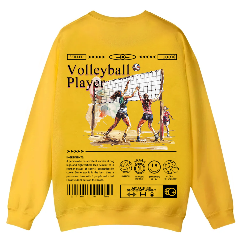 Volleyball Player Casual Crewneck Sweatshirt wearishow