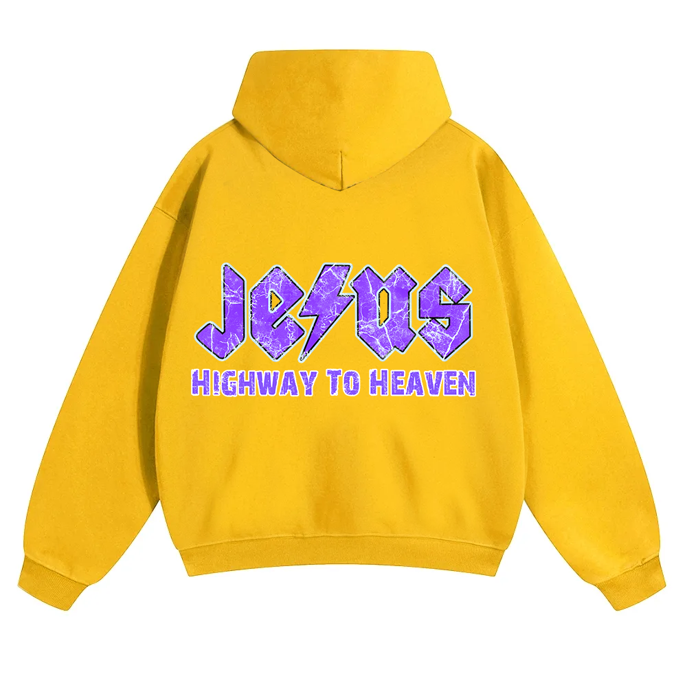 Jesus Highway To Heaven Unisex Solid Color Hoodie wearishow