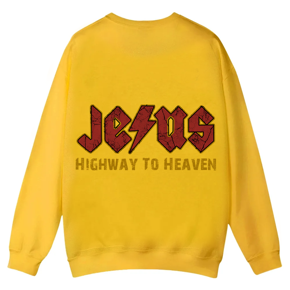 Jesus Highway To Heaven Casual Crewneck Sweatshirt wearishow