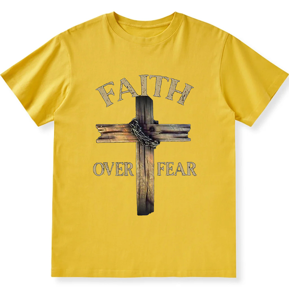 Faith Over Fear Cross Unisex Fit Cotton T-Shirt wearishow