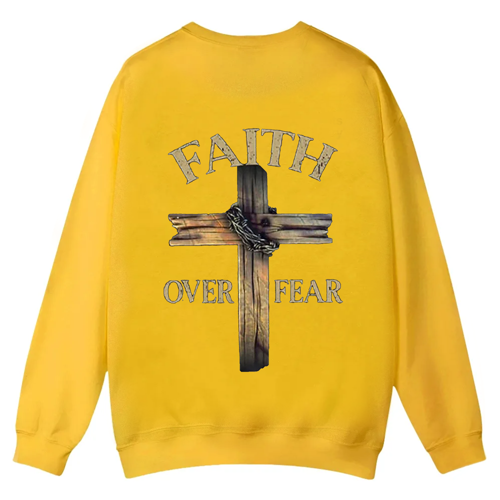 Faith Over Fear Cross Casual Crewneck Sweatshirt wearishow