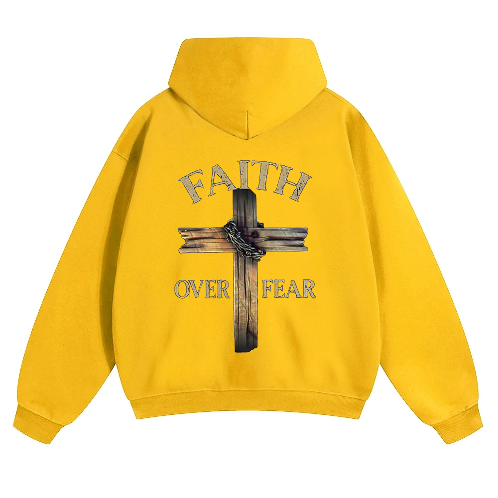 Faith Over Fear Cross Unisex Solid Color Hoodie wearishow
