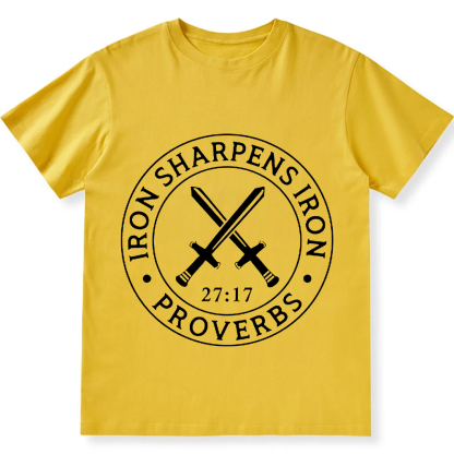Iron Sharpens Iron PRVOERBS 27:17 Christian Unisex Fit Cotton T-Shirt wearishow