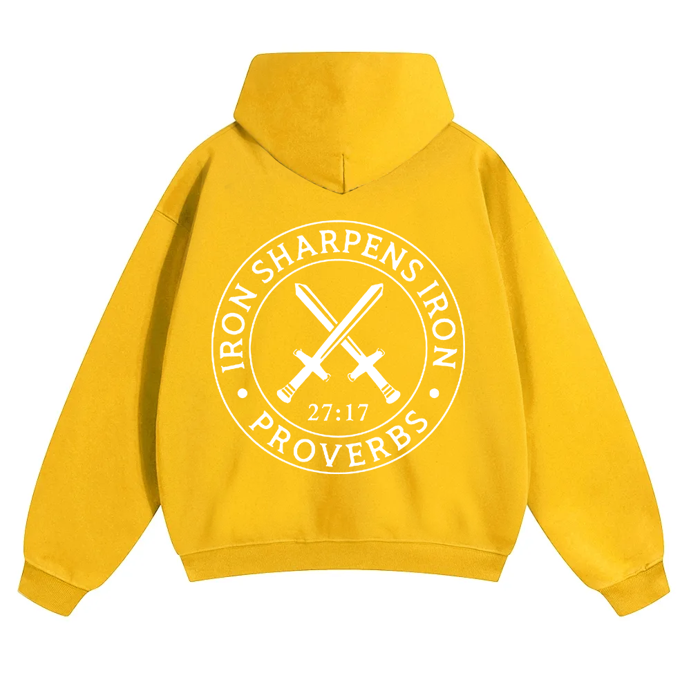Iron Sharpens Iron PRVOERBS 27:17 Christian Unisex Solid Color Hoodie wearishow