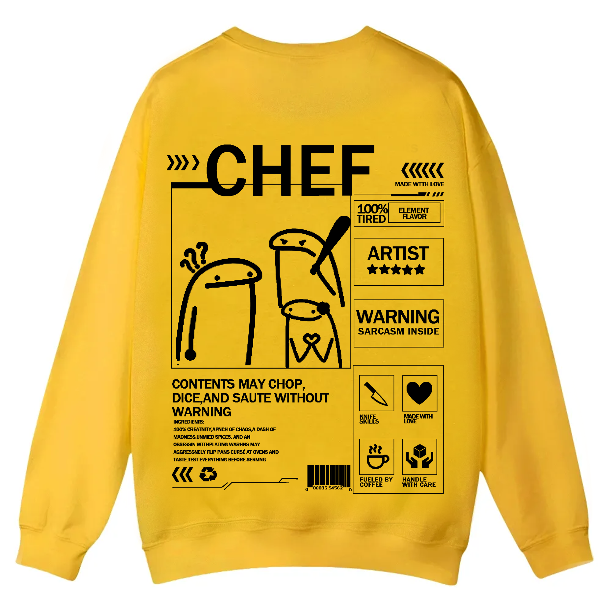 Chef Solid Color Unisex Casual Crewneck Sweatshirt
