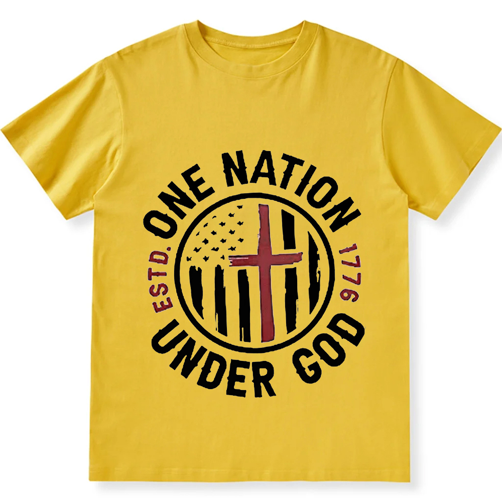 One Nation Under God ESTD 1776 Unisex Fit Cotton T-Shirt wearishow
