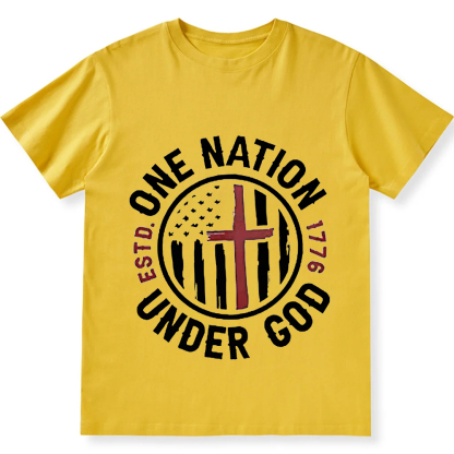 One Nation Under God ESTD 1776 Unisex Fit Cotton T-Shirt wearishow