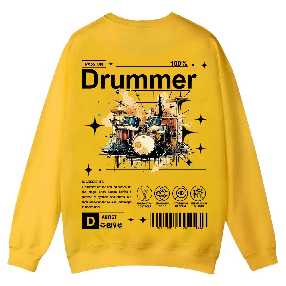 Drummer Casual Crewneck Sweatshirt wearishow