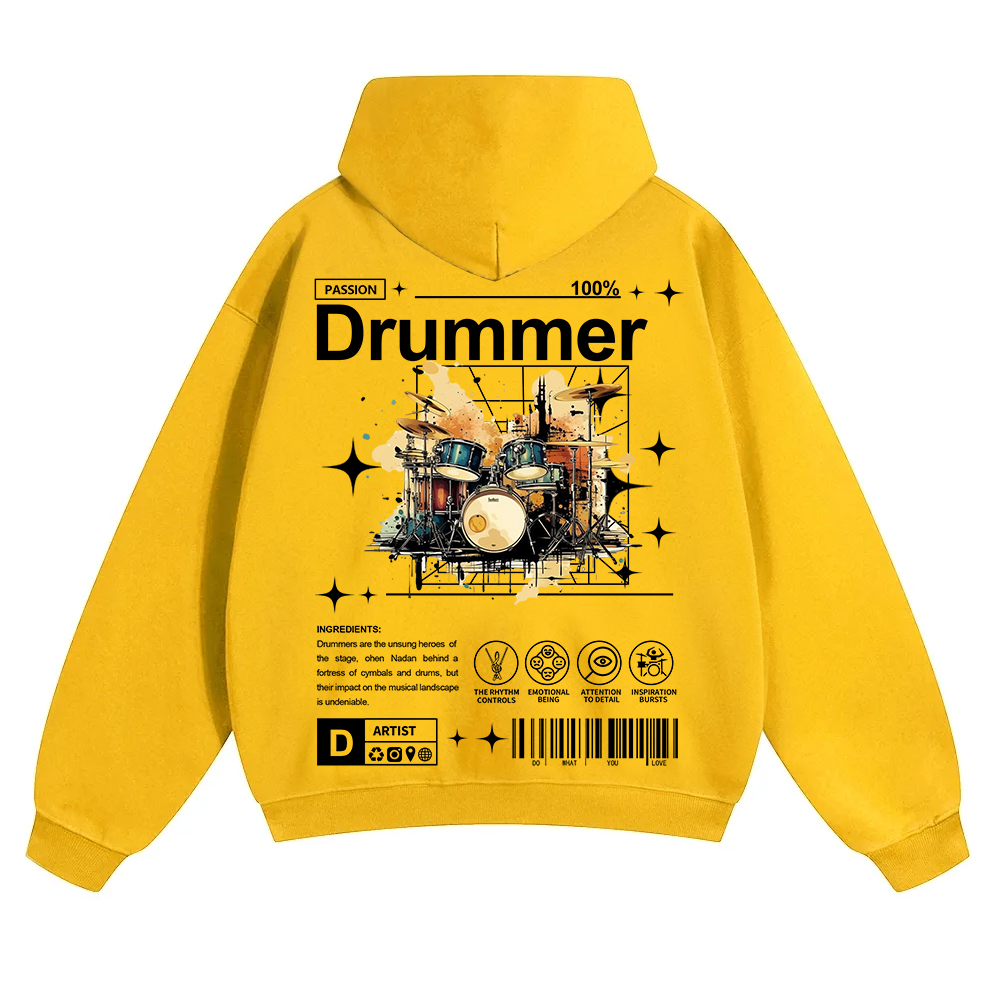 Drummer Unisex Solid Color Hoodie wearishow
