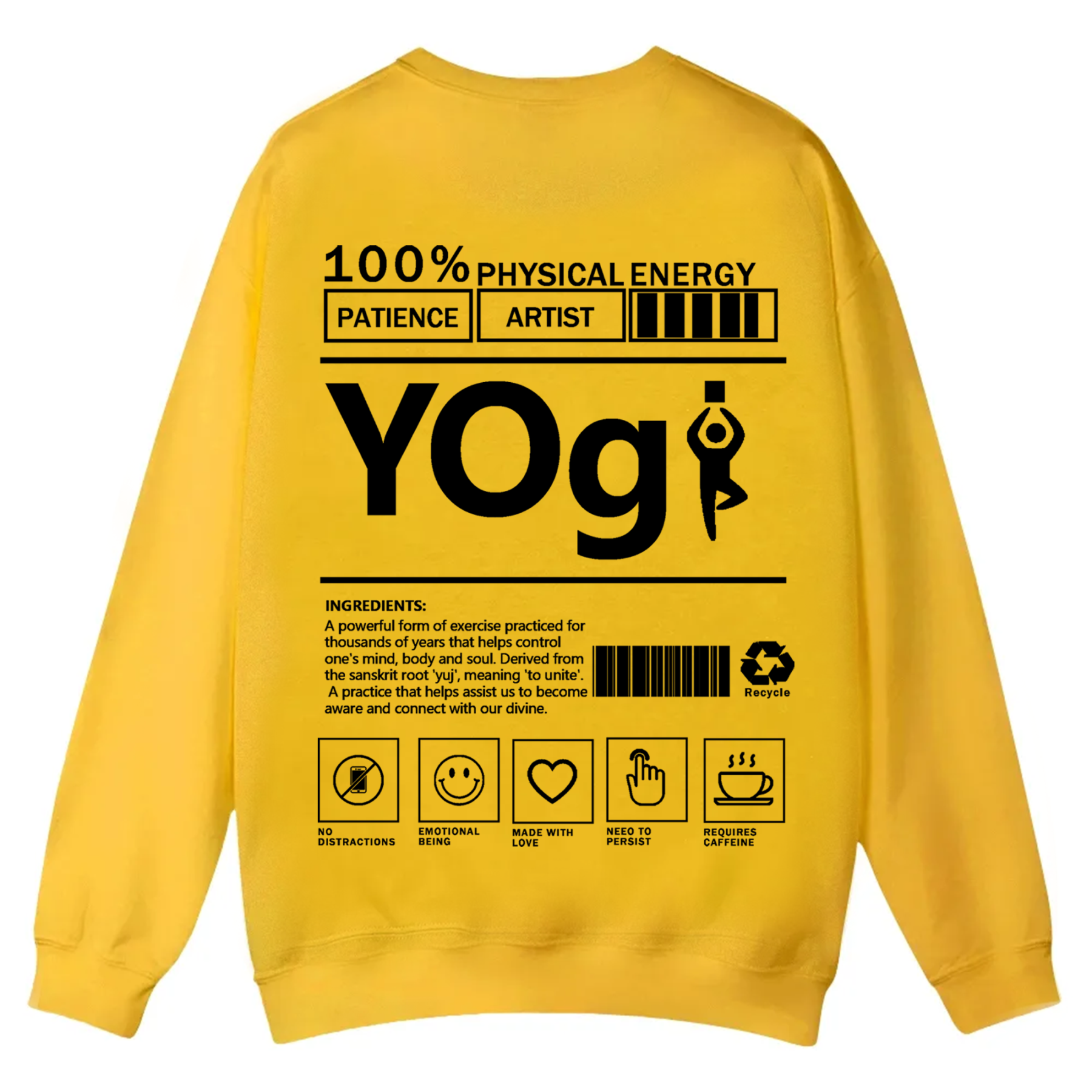 Yogi Solid Color Unisex Casual Crewneck Sweatshirt