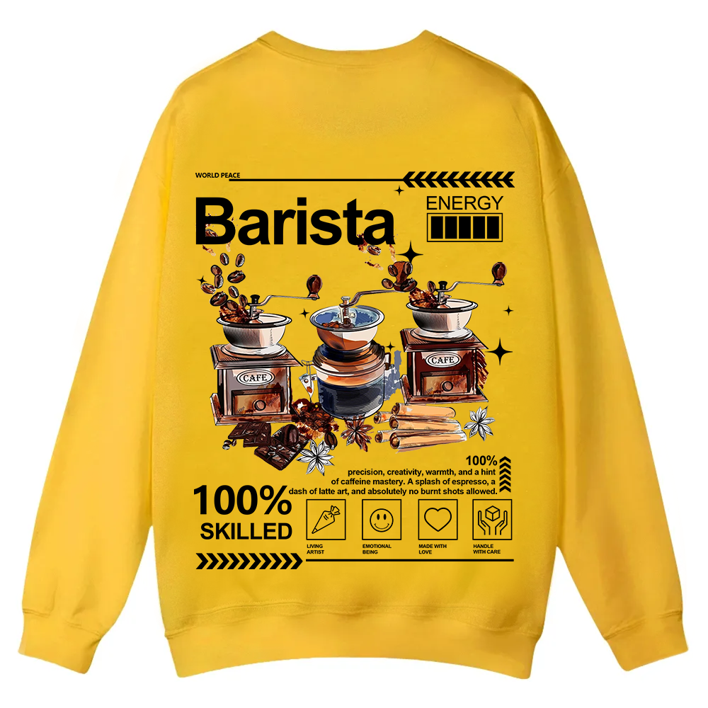 Barista Casual Crewneck Sweatshirt wearishow