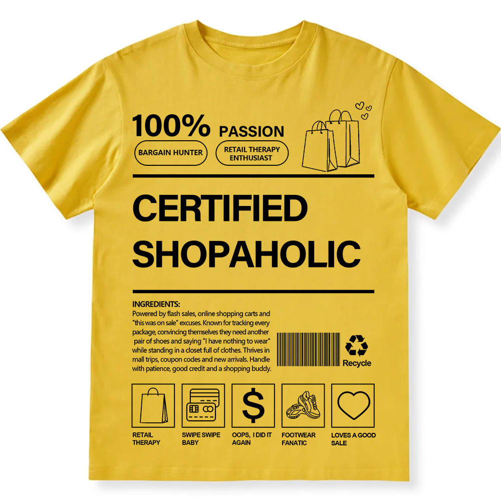 Certified Shopaholic Unisex Fit Cotton T-Shirt wearishow