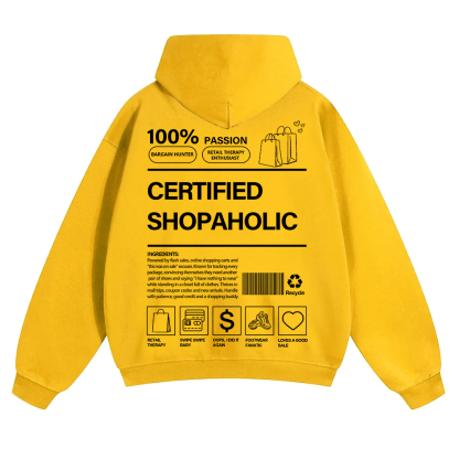 Certified Shopaholic Unisex Solid Color Hoodie wearishow
