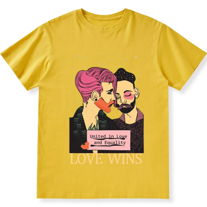 United in Love and Equality Love Wins Unisex Fit Cotton T-Shirt wearishow