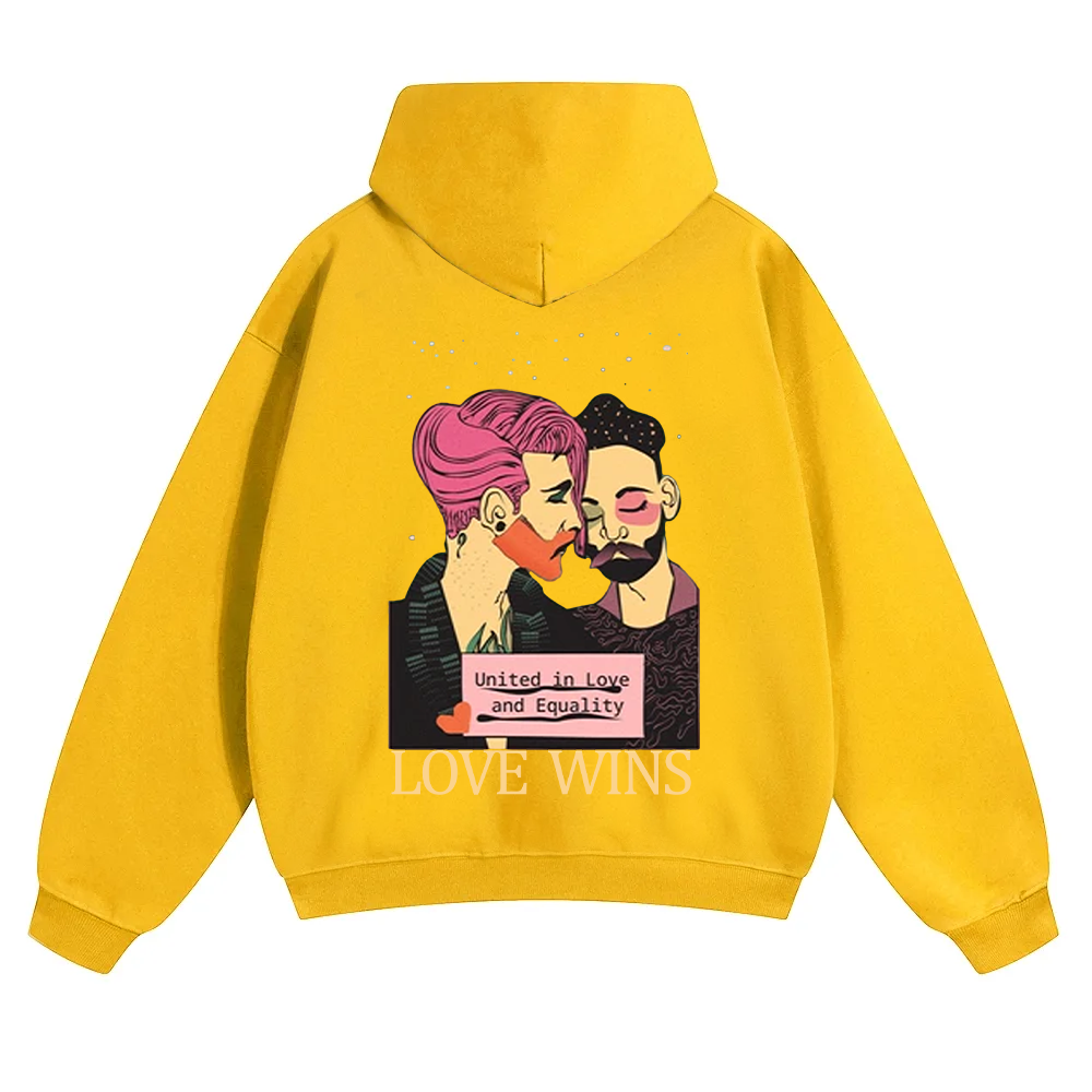 United in Love and Equality Love Wins Unisex Solid Color Hoodie wearishow