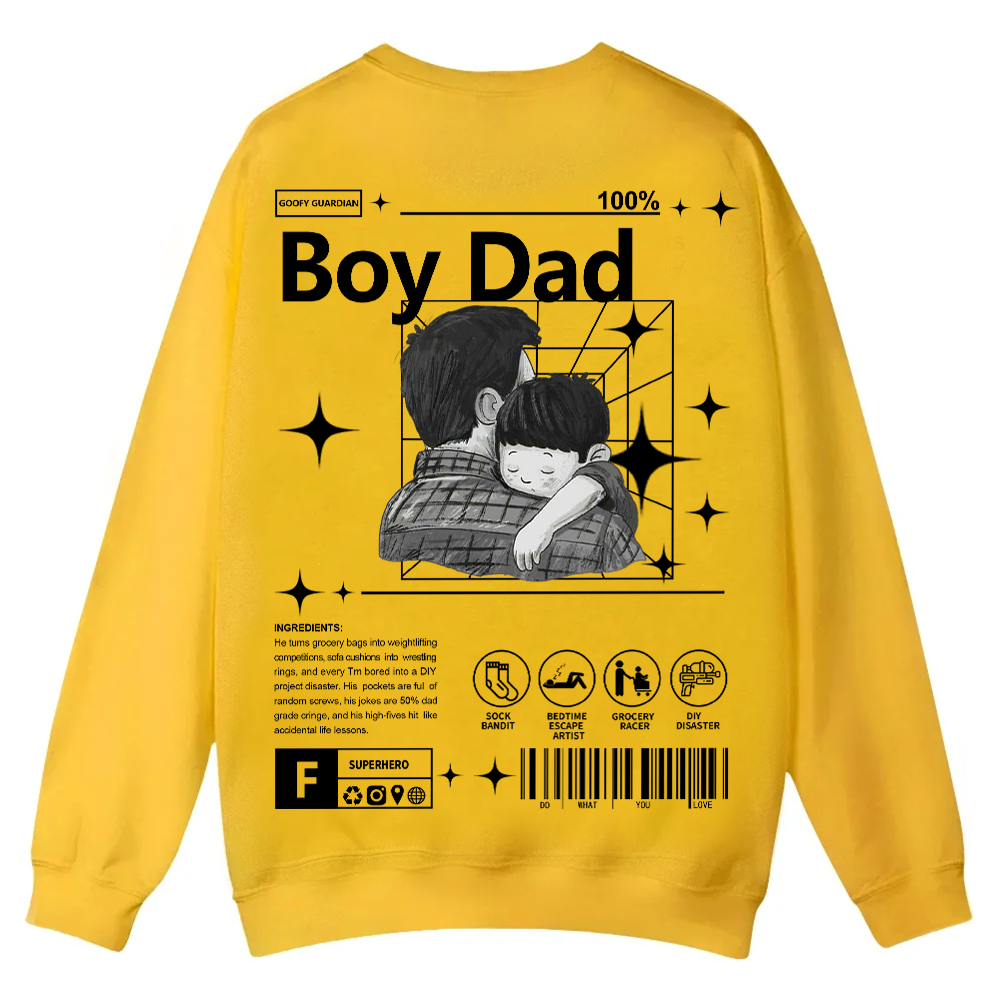 Boy Dad Casual Crewneck Sweatshirt wearishow