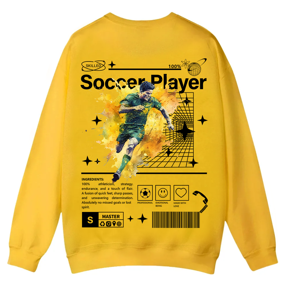 Soccer Player Casual Crewneck Sweatshirt wearishow