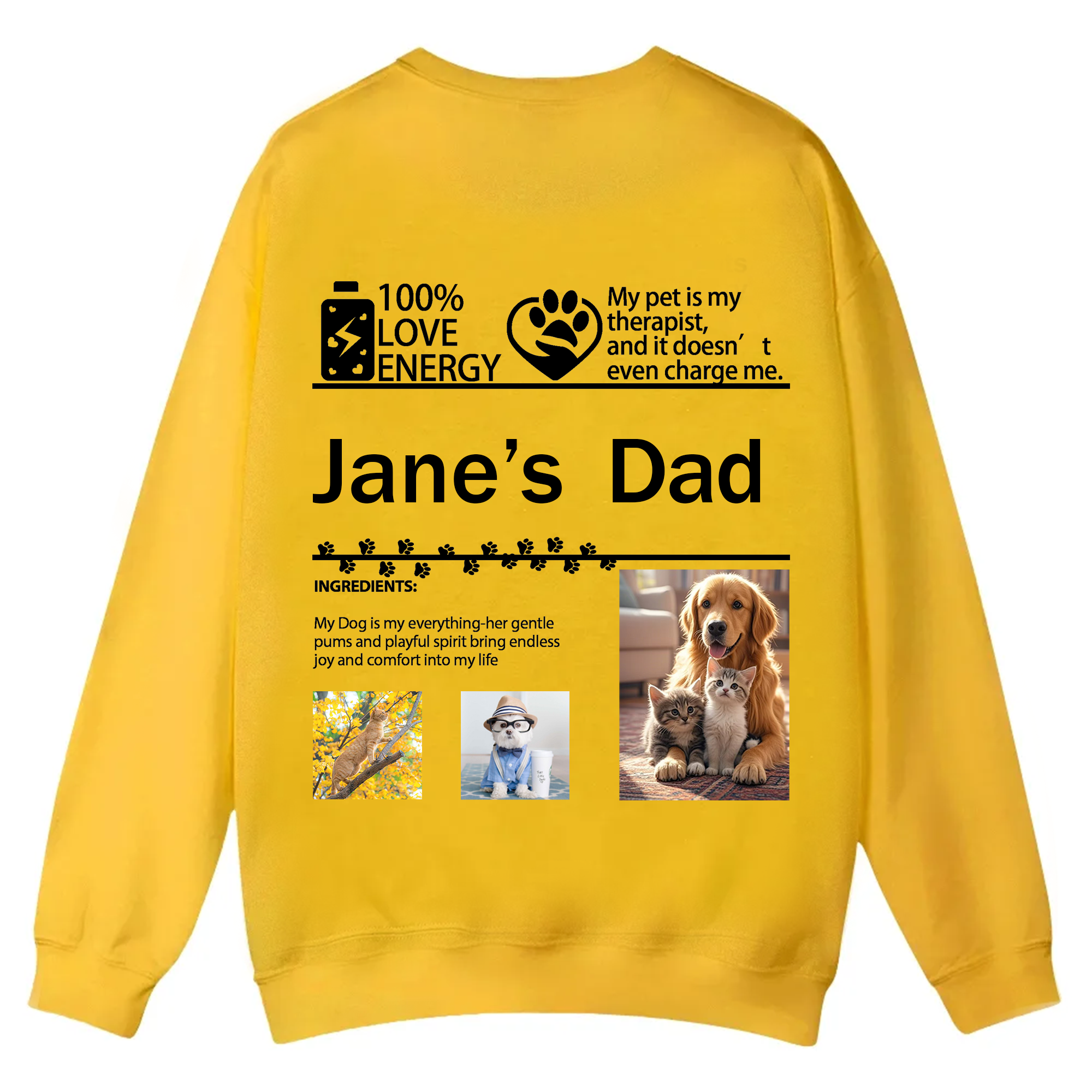 Pet Photo Creative Customized Unisex Casual Crewneck Sweatshirt