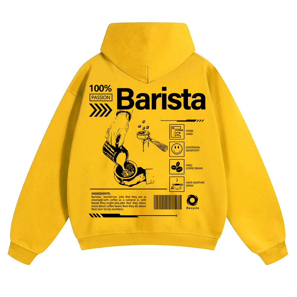 Barista Unisex Solid Color Hoodie wearishow