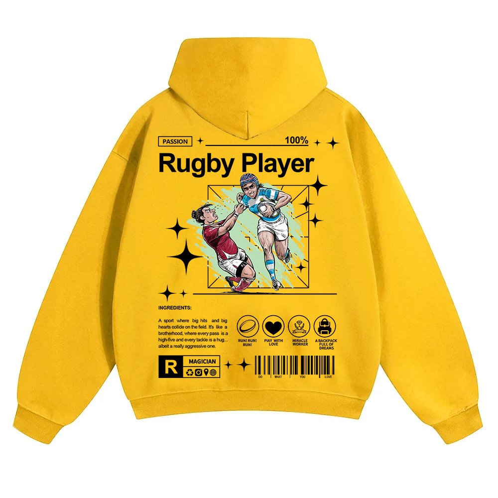 Rugby Player Unisex Solid Color Hoodie wearishow