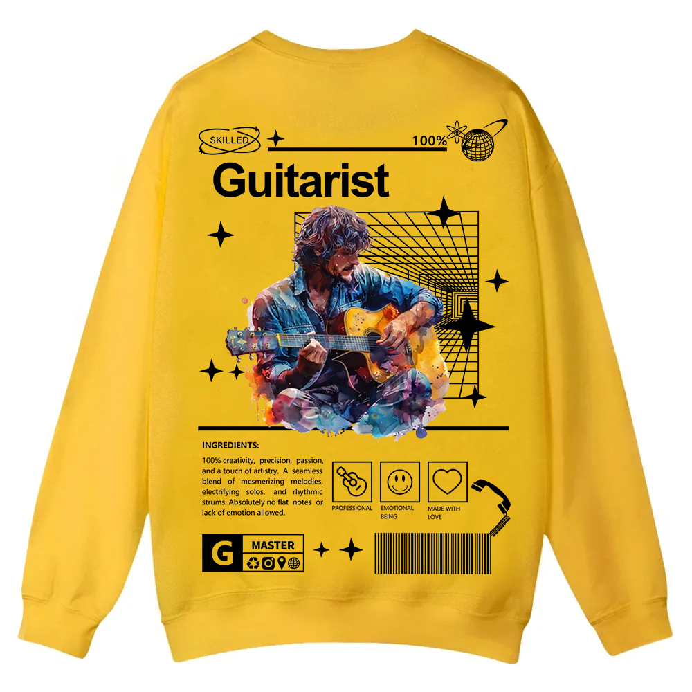 Guitarist Casual Crewneck Sweatshirt wearishow