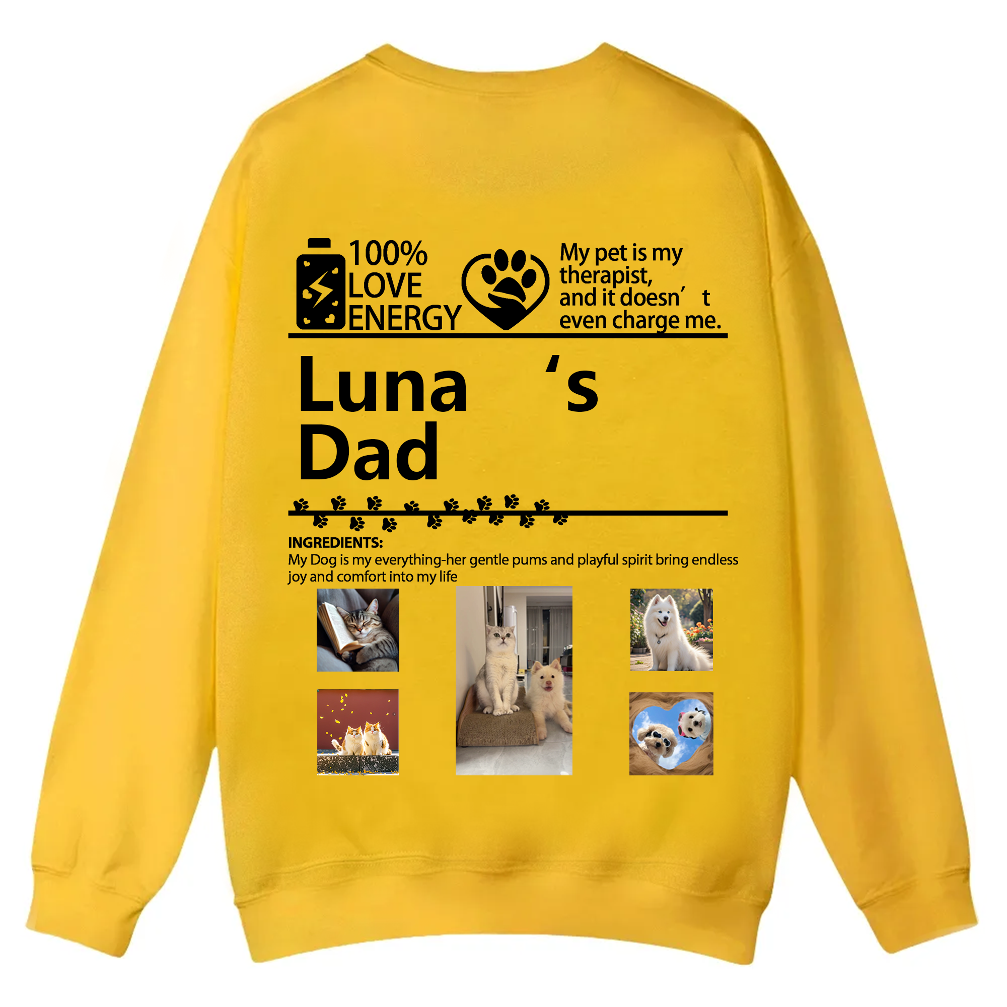Pets Photos Creative Customized Unisex Casual Crewneck Sweatshirt