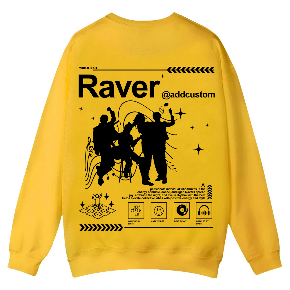Addcustom Raver Casual Crewneck Sweatshirt wearishow